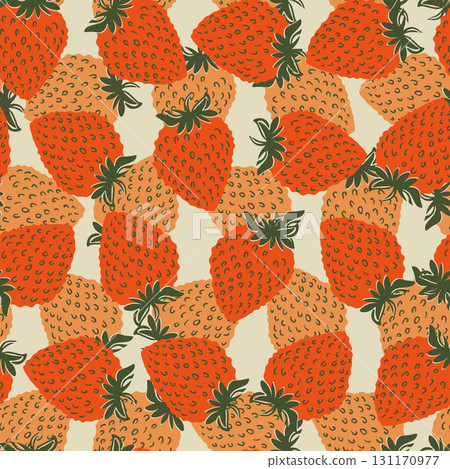 Seamless pattern with strawberry on color background. Natural delicious fresh ripe tasty fruit. Vector illustration for print, fabric, textile, banner, other design. Food concept Seamless pattern with strawberry on color background. Natural delicious fresh ripe tasty fruit. Vector illustration for print, fabric, textile, banner, other design. Food concept 131170977