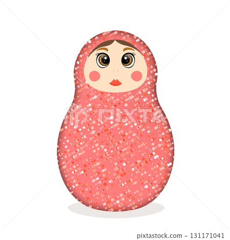 Russian Matryoshka. Traditional Russian folklore dolls with big eyes and lips. Babushka doll with hohloma, traditional painted floral pattern. Hand drawn vector illustration Russian Matryoshka. Traditional Russian folklore dolls with big eyes and lips. Babushka doll with hohloma, traditional painted floral pattern. Hand drawn vector illustration 131171041