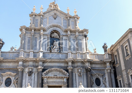 Baroque facade of Saint Agatha church, Catania, Italy 131171084