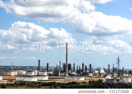 Petrochemical industrial complex near Augusta Priolo Sicily Italy 131171088