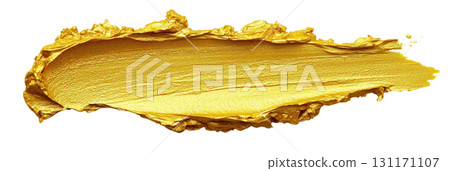 Golden paint stroke isolated with smooth texture and vibrant color for creative projects and designs 131171107