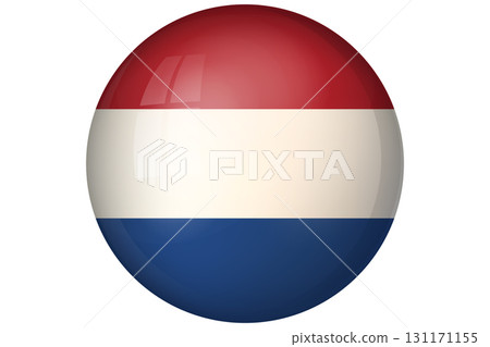 Flag of Netherlands. National symbol in official colors. Template icon. Abstract vector background. Round glass light ball, 3D big bubble, sphere 131171155