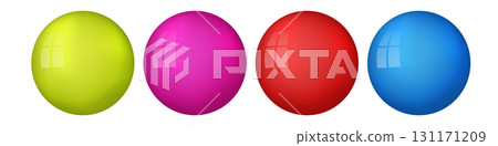 Set with glass colorful balls. Glossy realistic ball, 3D abstract vector illustration highlighted on a white background. Big metal bubble with shadow 131171209