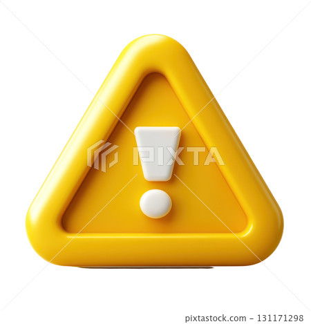 Yellow triangular warning sign with exclamation mark isolated on white background Yellow triangular warning sign with exclamation mark isolated on white background 131171298