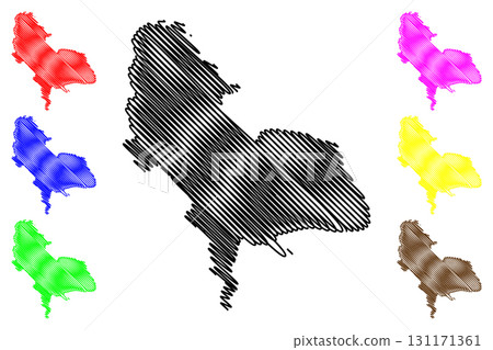 Una-Sana Canton (BiH, Federation of Bosnia and Herzegovina, FBiH) map vector illustration, scribble sketch Una Sana map 131171361