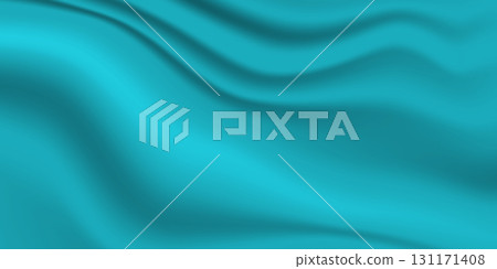 Silk blue background. Abstract vector pattern with copy space. Liquid wave texture, smooth drapery wallpaper. Wedding fabric, satin. Wavy design for banner, card, postcard, backdrop 131171408