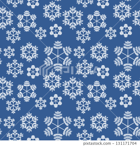 Winter seamless pattern with white snowflakes on blue background. Vector illustration for fabric, textile wallpaper, posters, gift wrapping paper. Christmas vector illustration 131171704