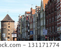 Old town square buildings lit by the sun Gdansk, Poland 131171774