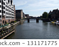 bridge on the canal in the port of Gdansk in Poland between tenements 131171775