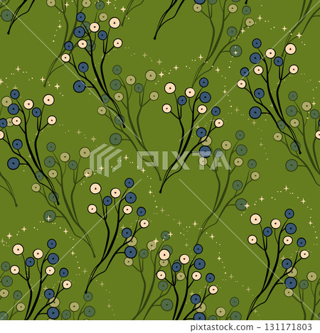 Christmas seamless pattern. Holiday Background with berry fruit. Doodle sprigs print. Design for hiliday card, poster, fabric, textile Christmas seamless pattern. Holiday Background with berry fruit. Doodle sprigs print. Design for hiliday card, poster, fabric, textile 131171803