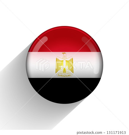 Glass light ball with flag of Egypt. Round sphere, template icon. National symbol. Glossy realistic ball, 3D abstract vector illustration highlighted on a white background. Big bubble Glass light ball with flag of Egypt. Round sphere, template icon. National symbol. Glossy realistic ball, 3D abstract vector illustration highlighted on a white background. Big bubble 131171913