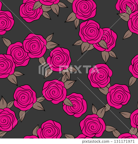 Spring colorful vector illustration with roses. Cartoon style. Design for fabric, textile, paper. Holiday print for Easter, Birthday, 8 march. Flowers with leaves Spring colorful vector illustration with roses. Cartoon style. Design for fabric, textile, paper. Holiday print for Easter, Birthday, 8 march. Flowers with leaves 131171971