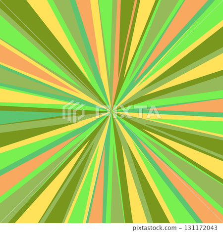 Pop art radial colorful comics book magazine cover. Striped color digital background. Cartoon funny retro pattern strip mock up. Vector halftone illustration. Sunburst, starburst shape 131172043