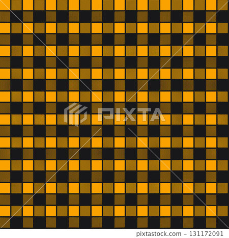 Orange and black Scotland textile seamless pattern. Texture check tartan plaid. Abstract geometric background for cloth, card, fabric. Monochrome graphic repeating design. Modern squared ornament 131172091