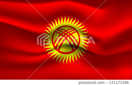 Flag of Kyrgyzstan. Kyrgyz national symbol in official colors. Template icon. Abstract vector background 131172266