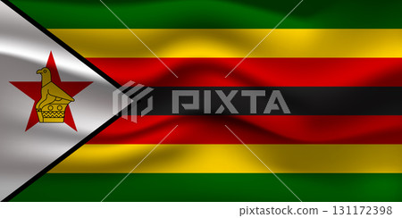 Flag of Zimbabwe. National symbol in official colors. Template icon. Abstract vector background 131172398
