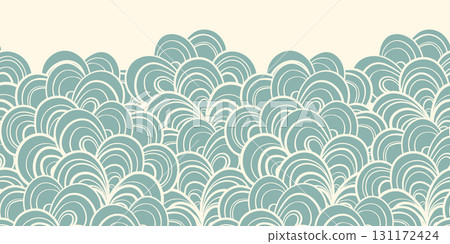 Seamless floral border based on traditional folk art ornaments. Flowers on color background. Scandinavian style. Sweden nordic style. Vector illustration. Simple minimalistic design 131172424
