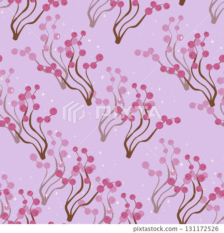Christmas seamless pattern. Holiday Background with berry fruit. Doodle sprigs print. Design for hiliday card, poster, fabric, textile Christmas seamless pattern. Holiday Background with berry fruit. Doodle sprigs print. Design for hiliday card, poster, fabric, textile 131172526