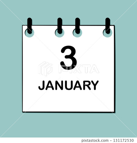 January 3. Daily Calendar icon for design. Simple design for business brochure, flyer, print media, advertisement. Easily editable 131172530