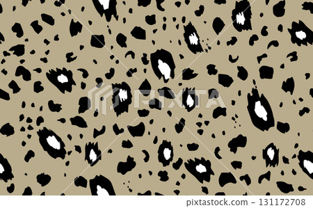 Abstract modern leopard seamless pattern. Animals trendy background. Beige and black decorative vector stock illustration for print, card, postcard, fabric, textile. Modern ornament of stylized skin 131172708