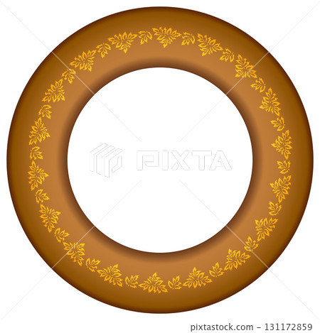 Round golden floral vintage wooden frame for your design. Vintage cover. Place for text. Vintage antique gold beautiful rectangular frames. Template vector illustration 131172859