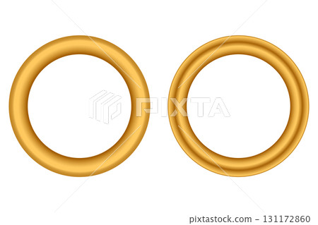 3D wood frame. Big set of round golden vintage textured wooden border. Vintage cover. Place for text. Vintage antique gold rectangular frames for paintings or photographs. Template vector illustration 131172860