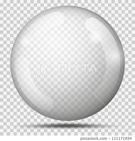Transparency gray ball or precious pearl. Water bubble. Glass realistic ball, 3D abstract vector illustration highlighted on a transparent background. Big Crystal bubble with shadow Transparency gray ball or precious pearl. Water bubble. Glass realistic ball, 3D abstract vector illustration highlighted on a transparent background. Big Crystal bubble with shadow 131172894