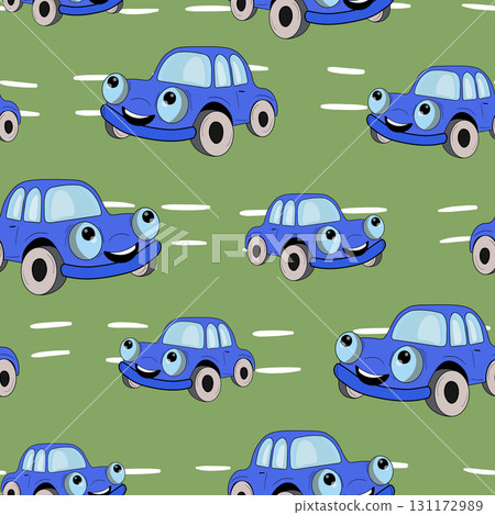 Seamless pattern with cute car on color background. Cartoot transport. Vector illustration. Doodle style. Design for baby print, invitation, poster, card, fabric, textile Seamless pattern with cute car on color background. Cartoot transport. Vector illustration. Doodle style. Design for baby print, invitation, poster, card, fabric, textile 131172989