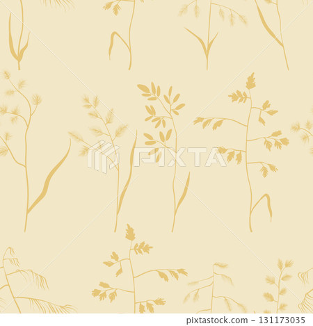 Floral seamless with hand drawn color exotic leaves. Cute autumn background. Wildflower branches. Modern compositions. Fashion vector illustration for wallpaper, fabric, textile Floral seamless with hand drawn color exotic leaves. Cute autumn background. Wildflower branches. Modern compositions. Fashion vector illustration for wallpaper, fabric, textile 131173035