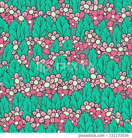 Seamless floral pattern based on traditional folk art ornaments. Colorful flowers on color background. Scandinavian style. Sweden nordic style. Vector illustration. Simple minimalistic pattern 131173036