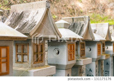 Japanese stone lanterns in shikoku, Japan 131173176