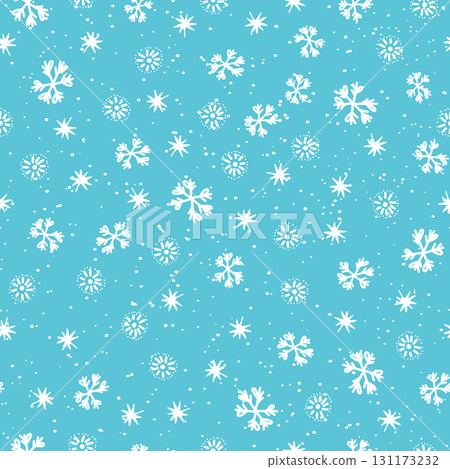 Winter seamless pattern with white snowflakes on color background. Vector illustration for fabric, textile wallpaper, posters, gift wrapping paper. Christmas vector illustration. Falling snow Winter seamless pattern with white snowflakes on color background. Vector illustration for fabric, textile wallpaper, posters, gift wrapping paper. Christmas vector illustration. Falling snow 131173232
