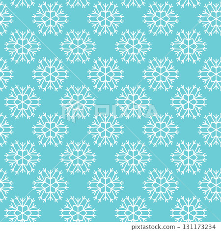 Winter seamless pattern with white snowflakes on blue background. Vector illustration for fabric, textile wallpaper, posters, gift wrapping paper. Christmas vector illustration 131173234