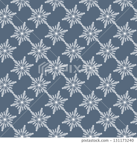 Winter seamless pattern with white snowflakes on blue background. Vector illustration for fabric, textile wallpaper, posters, gift wrapping paper. Christmas vector illustration 131173240