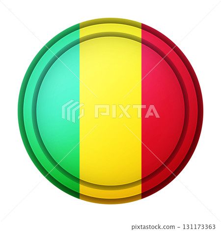 Glass light ball with flag of Mali. Round sphere, template icon. National symbol. Glossy realistic ball, 3D abstract vector illustration highlighted on a white background. Big bubble Glass light ball with flag of Mali. Round sphere, template icon. National symbol. Glossy realistic ball, 3D abstract vector illustration highlighted on a white background. Big bubble 131173363