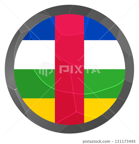 Glass light ball with flag of Central African Republic. Round sphere, template icon. CAR national symbol. Glossy ball, 3D abstract vector illustration highlighted on a white background. Big bubble Glass light ball with flag of Central African Republic. Round sphere, template icon. CAR national symbol. Glossy ball, 3D abstract vector illustration highlighted on a white background. Big bubble 131173495