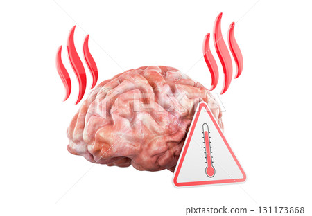 Overheated brain with heat waves and...-插圖素材 [131173868] - PIXTA圖庫