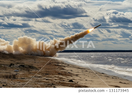 Launch of shock missiles. A missile strike. 131173945