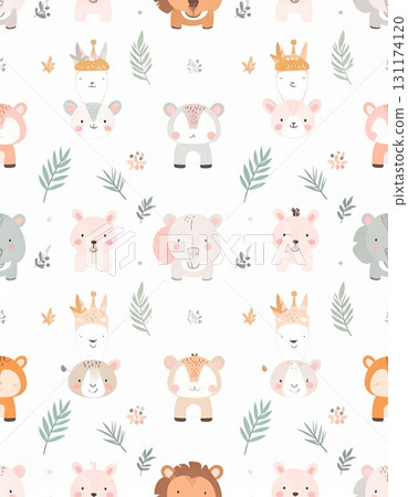 適合幼兒的可愛動物圖示圖案 131174120