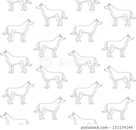 Vector seamless pattern of flat husky dog Vector seamless pattern of flat husky dog 131174144