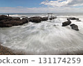 The Kamiiso torii gate being hit by the waves 131174259