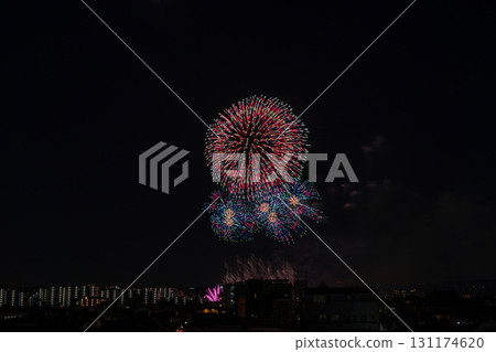 Fireworks coloring summer night sky Fireworks coloring summer night sky 131174620