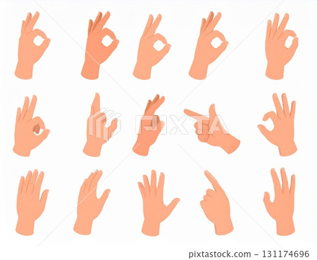 Icon set of various hand signs 131174696