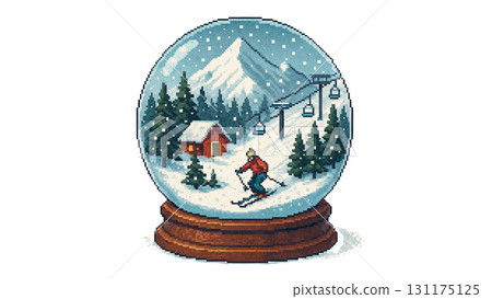 Ski resort inside a snow globe 131175125