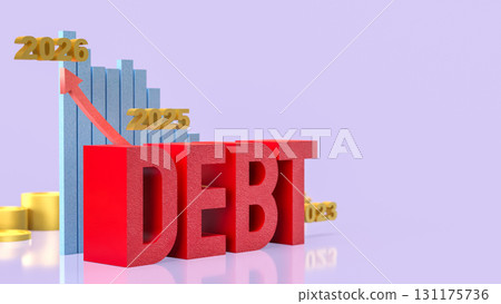 The DEBT Chart 2026 for Business concept 3d Rendering. 131175736