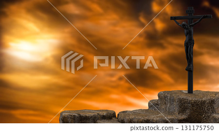 The Jesus and cross for religion or  christianity concept 3d Rendering. 131175750