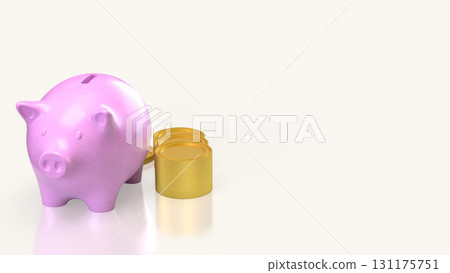 The Piggy bank and gold coins for Saving or Earn concept 3d Rendering. The Piggy bank and gold coins for Saving or Earn concept 3d Rendering. 131175751