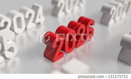 The Red 2026 for New year  or celebration concept 3d Rendering. 131175752