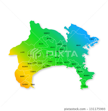 Kanagawa prefecture and municipalities map 131175993