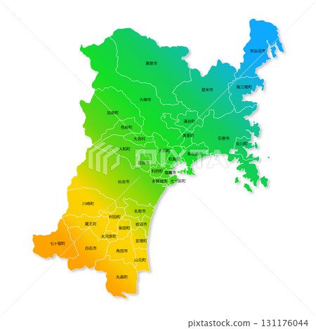 Miyagi prefecture and municipalities map 131176044